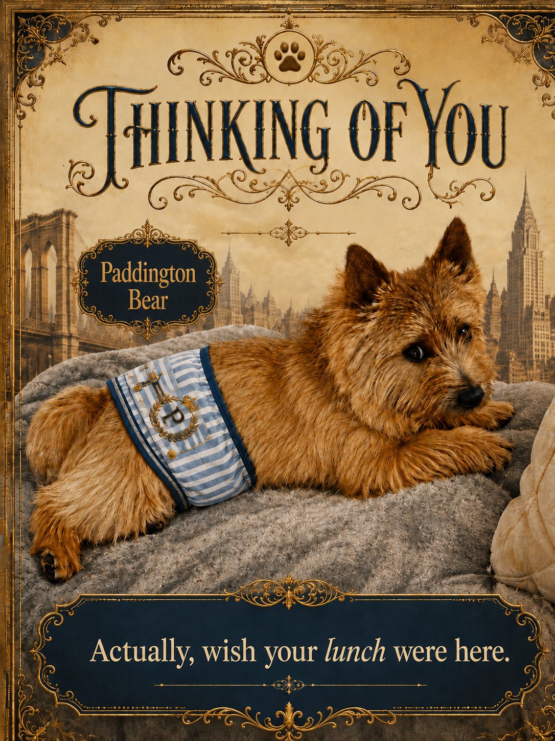 Postcard from Paddington Bear: Thinking of you